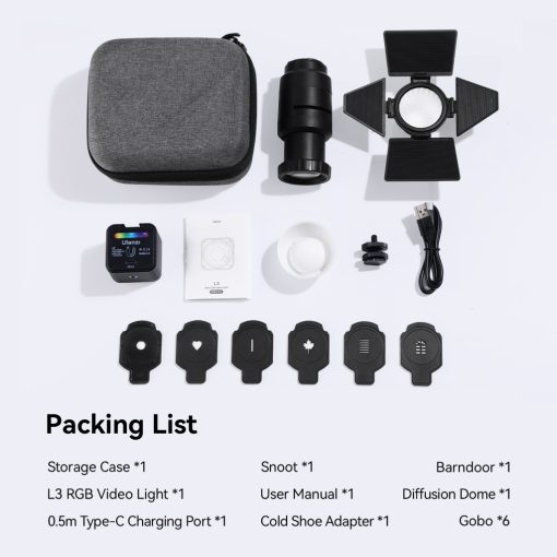 Ulanzi L3 Bi-Color COB, RGB Led, vízálló IP68, 20 effekt , 800mAh, Oled kijelző, mágneses váz, 4cm (UL-L052GBB1)