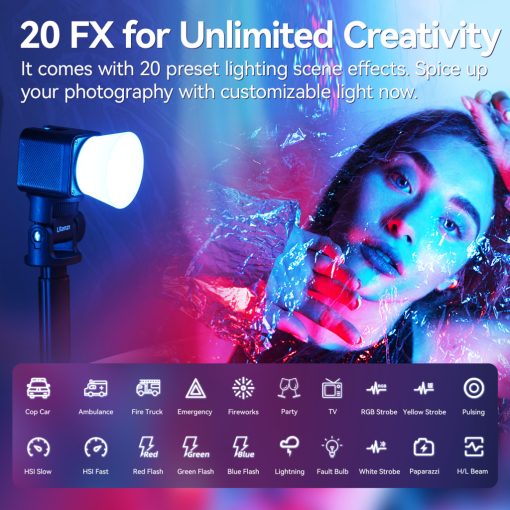 Ulanzi L3 Bi-Color COB, RGB Led, vízálló IP68, 20 effekt , 800mAh, Oled kijelző, mágneses váz, 4cm (UL-L052GBB1)