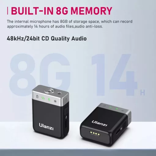 Ulanzi AM18 U-mic 2.4GHz vezeték nélküli duális mikrofon szett, usb-a, usb-c, lightning csatlakozás (UL-A018GBB2)
