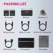 Ulanzi AM18 U-mic 2.4GHz vezeték nélküli duális mikrofon szett, usb-a, usb-c, lightning csatlakozás (UL-A018GBB2)