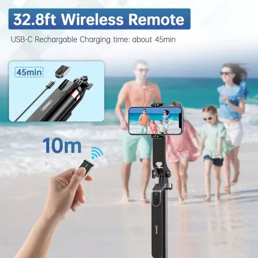 Ulanzi MA09 v2 selfie állvány, monopod telefonokhoz, bluetooth kioldó, 180cm max magasság (UL-M013GBB2)