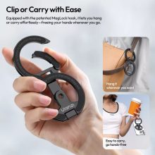 Ulanzi MA02 összehajtható mini állvány, Magsafe kompatibilis telefonokhoz, karabiner, fekete (UL-M067)