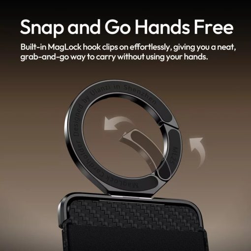 Ulanzi ML25 Magsafe kártya tartó, telefonkitámasztó állvány, tároló rekesz, karabiner, karbon (UL-M095)