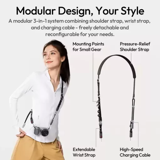 Ulanzi YF01 Y-Flex Strap, nyakpánt, csuklópánt, beépített USB-C kábel, narancs (UL-C093)