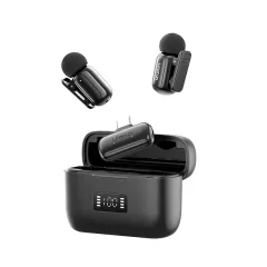   Ulanzi A200 mini csiptetős vezeték nélküli mikrofon, 2db mikrofon, zajszűrés, USB-C, fekete (UL-A046)