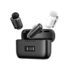 Ulanzi A200 mini csiptetős vezeték nélküli mikrofon, 2db mikrofon, zajszűrés, USB-C, fekete, fehér (UL-A048)