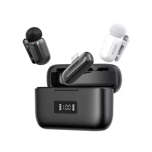 Ulanzi A200 mini csiptetős vezeték nélküli mikrofon, 2db mikrofon, zajszűrés, USB-C, fekete, fehér (UL-A048)