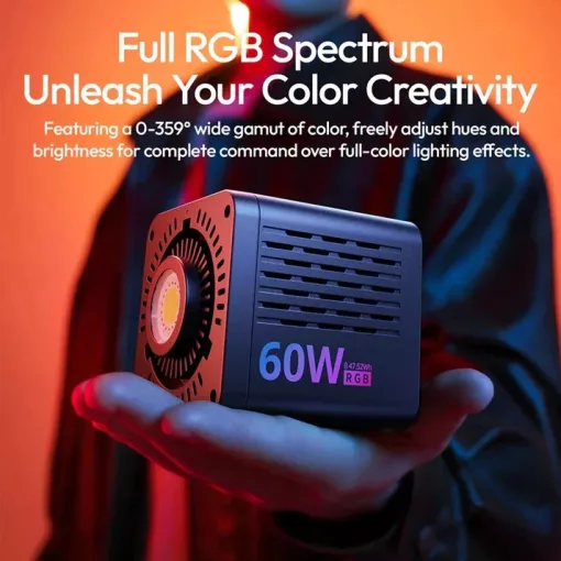 Ulanzi C60RGB, 60W RGB COB LED lámpa, 2500-6500K, 20 effekt, 3300mAh, mini Bowens (UL-L277)