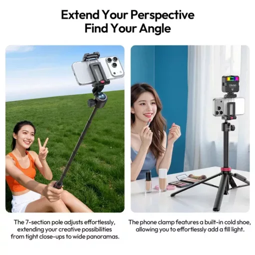 Ulanzi MT-44-2 automatikusan selfie állvány, monopod, telefontartó adapter, bluetooth, fekete (UL-S056)