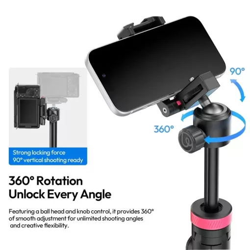 Ulanzi MT-44-2 automatikusan selfie állvány, monopod, telefontartó adapter, bluetooth, fekete (UL-S056)