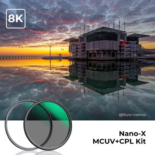 K&F Concept NANO-X series, MCUV + CPL szűrő, vízlepergető, karcálló, fém objektívsapka + tok, 77mm (KF-1665)