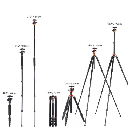 K&F Concept K255A4+BH-28L állvány + monopod, fekete-narancssárga V2 (KF-09-083V2)