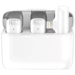   Ulanzi J12 vezeték nélküli Lavalier mikrofon 2 adó és 1 vevő IOS/APPLE készülékekhez, fehér (UL-3097)