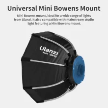 Ulanzi D540 60cm-es nyitható octagonal softbox méhsejtráccsal, Mini Bowens csatlakozás (UL-L066)