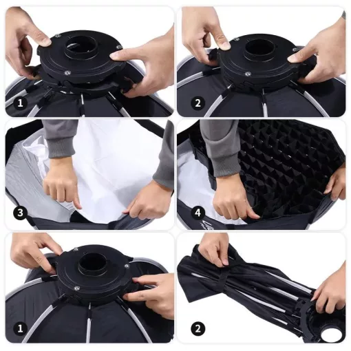Ulanzi 60cm-es nyitható octobox méhsejtráccsal, mini Bowens csatlakozás (UL-L068)