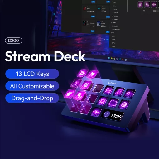 Ulanzi D200 Stream Deck Smart Keyboard multifunkciós makró, stream vezérlő, 13db programozható gomb (UL-A015)