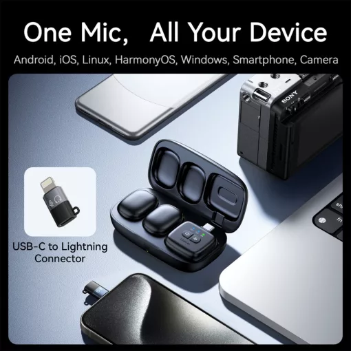 Ulanzi A30 vezeték nélküli Mini lavalier mikrofon, 2 mikrofon és 1 vevő, usb-c, lighting, fekete (UL-A014GBB1)