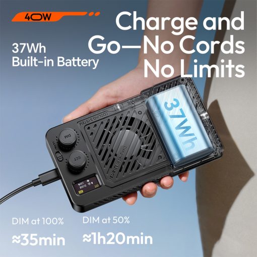 Ulanzi 40W bi-color led lámpa, 14000lux, 37Wh, 2700K-6500K, 95CRI, 8 effekt, hűtőventillátor (UL-L129)