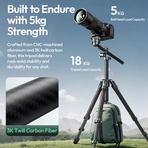 Ulanzi JJ06 Overhead GlideGo, karbon videó állvány, 44-187cm, 18kg teherbírás, Uka gyorscseretalp (UL-T081)