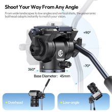 Ulanzi OMBRA II XINAG videó állvány, 157cm, fluid videófej, 3kg teherbírás, telefontartó adapter (UL-T154)