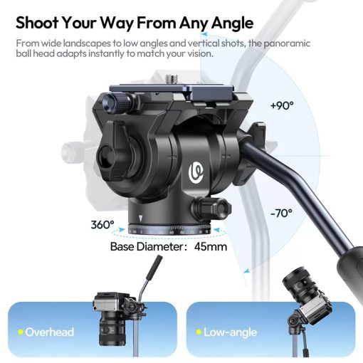 Ulanzi OMBRA II XINAG videó állvány, 157cm, fluid videófej, 3kg teherbírás, telefontartó adapter (UL-T154)