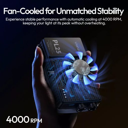 Ulanzi PL25 LED lámpa, 25W, 2700-6500K, 2000mAh, hűtő ventilátor (UL-L156)