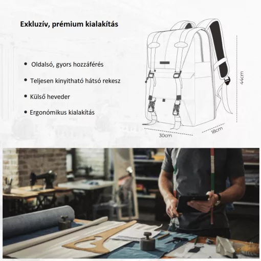 K&F Concept Beta Backpack 20 literes, fotós hátizsák, fekete-szürke színben (KF-13-087AV5)