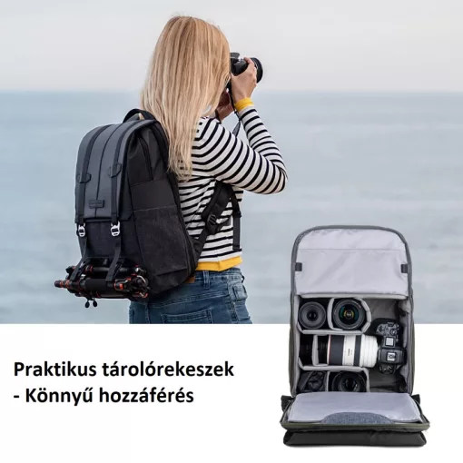 K&F Concept Beta Backpack 20 literes, fotós hátizsák, fekete-szürke színben (KF-13-087AV5)