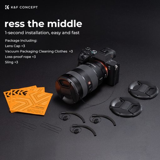 K&F Concept 3db objektívvédő sapka zsinórral + 3db törlőkendő, 40.5mm (KF-1987)