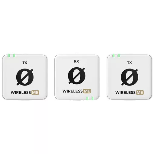 RODE WIRELESS ME FEHÉR DUAL ULTRA KOMPAKT DIGITÁLIS VEZETÉK NÉLKÜLI MIKROFON RENDSZER KÉT ADÓVAL, ADÓKBA ÉS VEVŐBE ÉPÍTETT MIKROFONNAL  (WIMEDUAL)