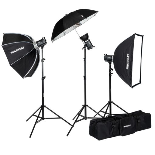 Godox MS300II-V Tripla beltéri Vakuszett Mikrosat Clicks Softboxal és ernyővel(3 x 300Ws)