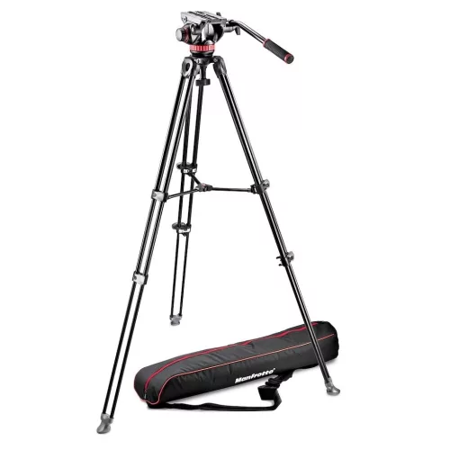 Manfrotto MVH502A fluid fej + MVT502AM alu állvány, ikerláb, középterp (MVK502AM-1)