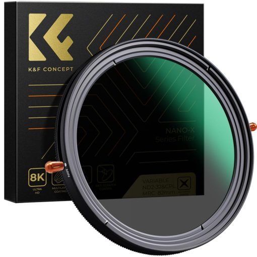 K&F Concept NANO-X, CPL+VARIO ND2-32 szűrő, w/o black cross, HD, vízlep, karcálló, törlőkendő, 95mm (KF-01-2325V1)