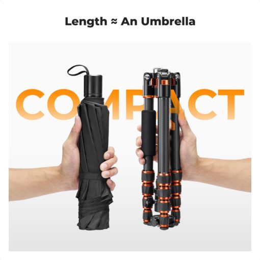 K&F Concept C225C0+BH-25 karbon állvány, 155cm magasság, 8kg teherbírás (KF-09-077V3)