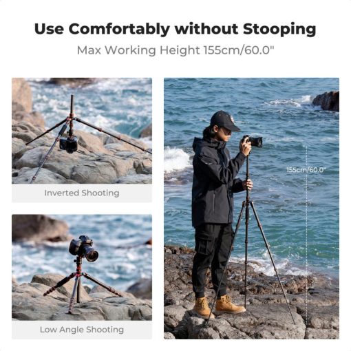 K&F Concept C225C0+BH-25 karbon állvány, 155cm magasság, 8kg teherbírás (KF-09-077V3)