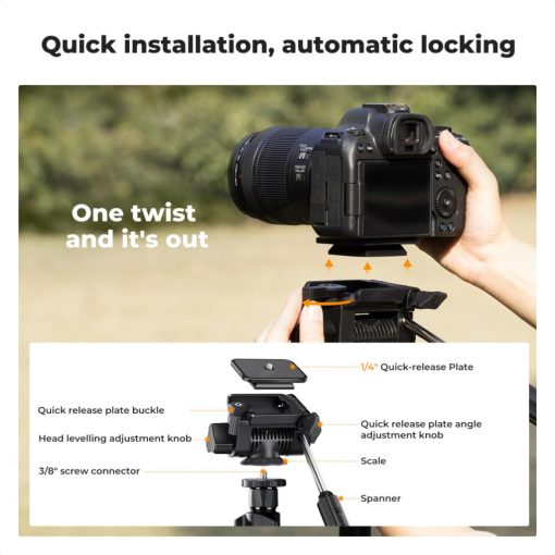 K&F Concept O234A0+BV01 állvány, 196cm magasság, 4kg teherbírás, telefonadapter (KF-09-115V1)