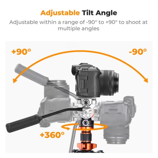 K&F Concept O255C4+FH-03 karbon videóállvány, 170cm magasság, 5kg teherbírás (KF-09-158)