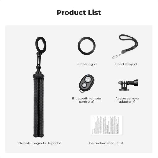 K&F Concept hajlítható lábú állvány, Magsafe, Gopro adapter, bluetooth kioldó (KF-09-164)