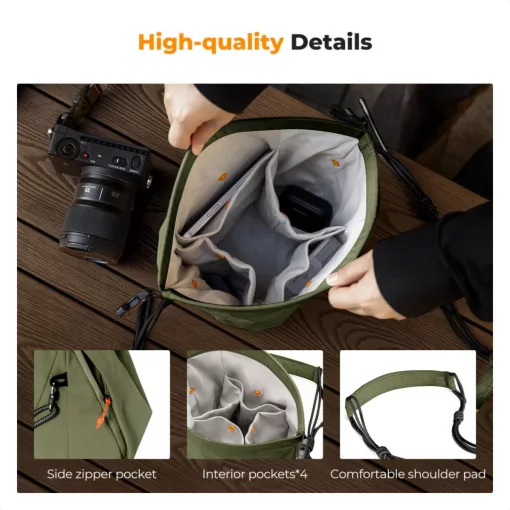 K&F Concept Urban Wander 11, 5L, fotós oldaltáska, zöld (KF-13-168V3)