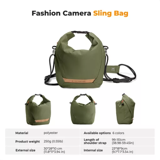 K&F Concept Urban Wander 11, 5L, fotós oldaltáska, zöld (KF-13-168V3)