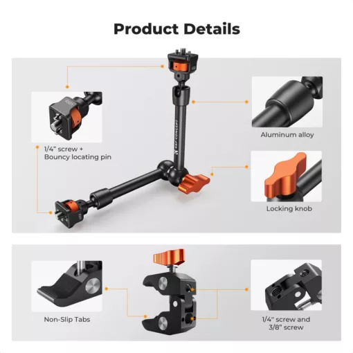 K&F Concept MS33 magic arm, 25cm + super clamp, satu, 15-55mm (KF-31-132)