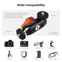 K&F Concept MS14 magic arm, 360°-os forgás, dupla gömbfej, 2kg teherbírás (KF-31-137)